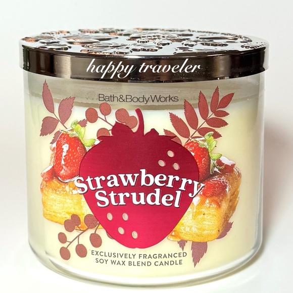 STRAWBERRY STRUDEL 3 Wick Candle - Picture 1 of 3